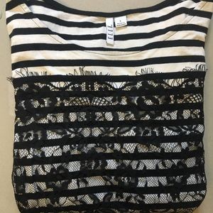 Black and white peplum Top